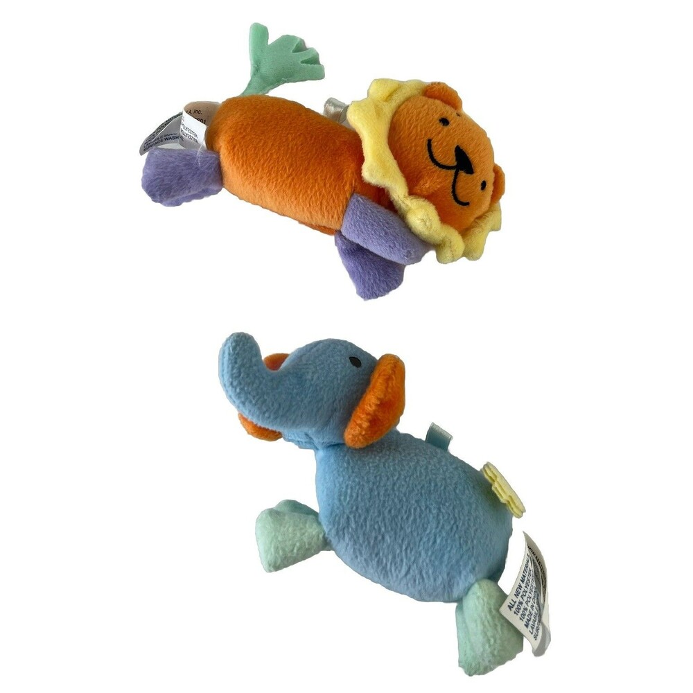 Vintage Chicco Stuffed Animal Plush Baby Nursery Lovey Toys Elephant & Lion Gift